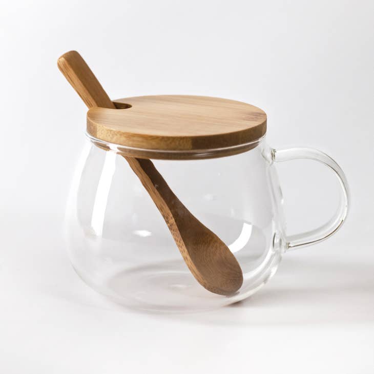 Glass Serving Mug & Bamboo lid