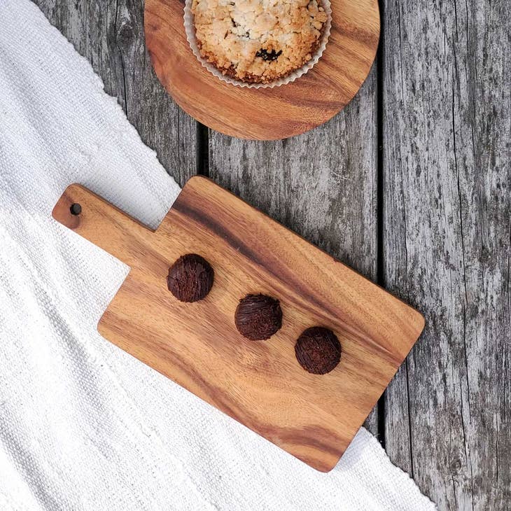 Handmade dark wooden serving board- small